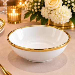 Ceramic Bowl - Gold Rim 7 Inch