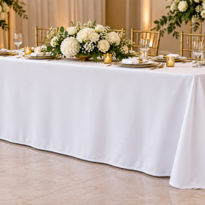Floor-Length Rectangular Tablecloth - White